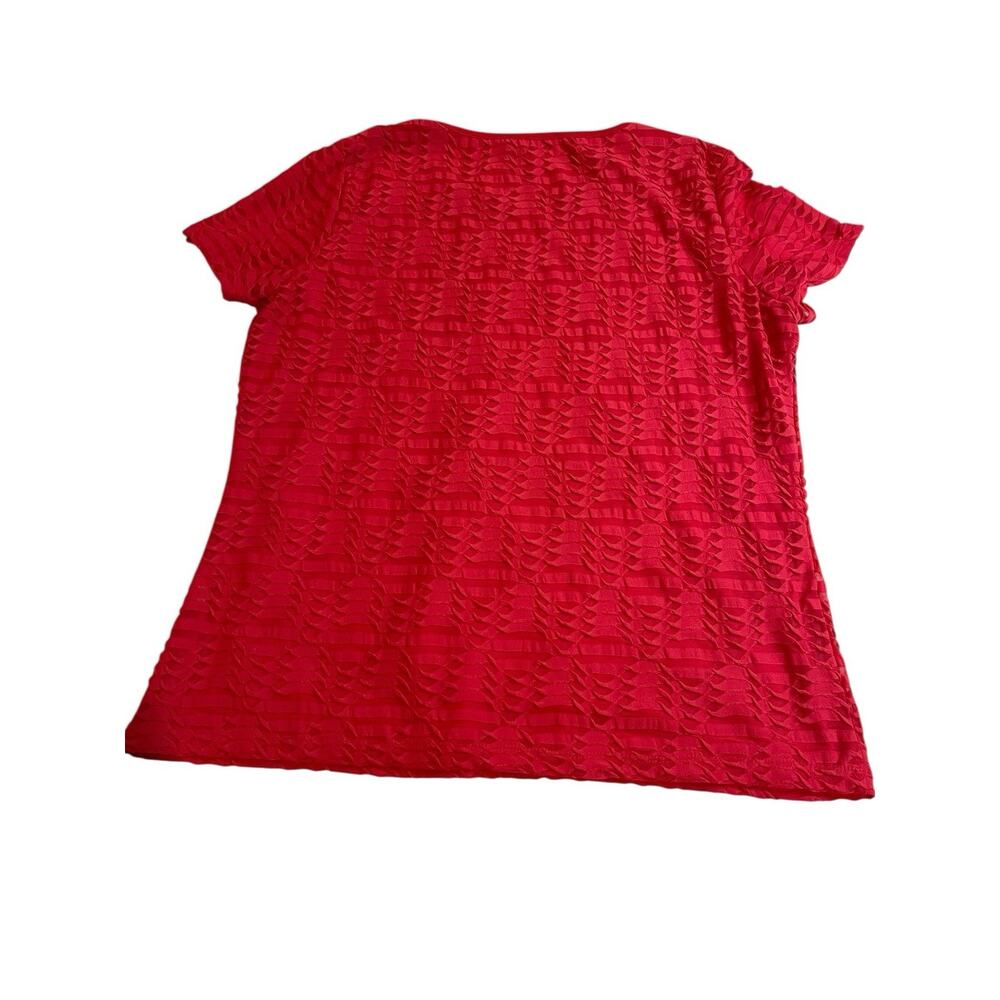Calvin Klein Ribbed Ribbon Short Sleeve Lined Top Red Large - Picture 3 of 12